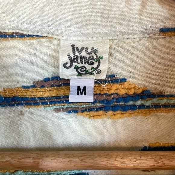 Ivy Jane Boho Long Sleeve Split Neck Textured Woven Popover Top Blouse Size MED - Picture 4 of 11